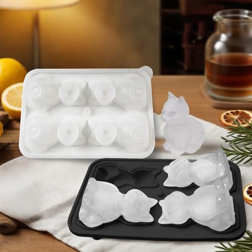 Molde para cubitos de hielo 3D con diseño de gato de silicona miniatura 6