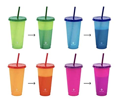 12 Pack Manna Color Changing Reusable Tumblers with Straw Set