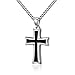 Reve Stainless Steel Black & Silver Cross Pendant Necklace for Men Women, 20-24" Curb Chain (Black: 20'' Curb Chain)