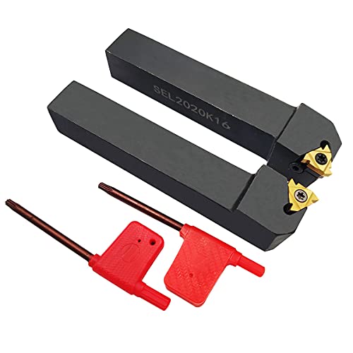 Aszlbym 3/4 Inch Ser2020K16 + Sel2020K16 Cnc Lathe Carbide Indexable Threading Turning Tool Holder With 2Pcs 16Er / Ir Ag60 Bp010 Indexable Carbide Turning Insert Blade + 2 Wrench T15 thumb #2