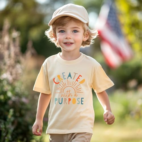 Image of Kids Christian Shirt Toddler Created with a Purpose Shirt Boys Girls Bible Verse Religious Clothes 2-7 Years