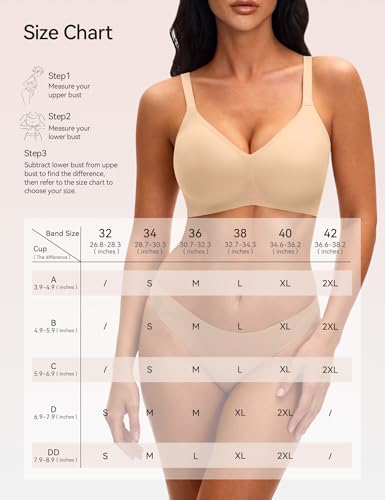 NIASOUL Women's Wireless Push Up Bra Seamless Deep V Comfortable Support - image 6