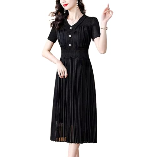 Robe d'été décontractée col en V au tissu fluide et respirant