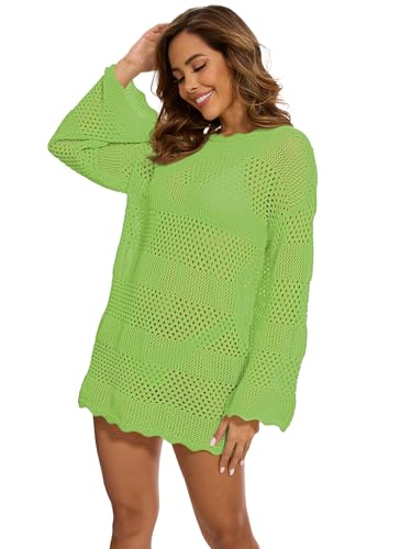 LOZ Women Swimsuit Crochet Swim Cover Up 2025 Summer Bathing Suit Swimwear Mesh Knit Beach Dress Vacation Outfits3