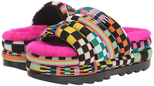 Ugg Women's Maxi Checks Slide Sandal, Black Multi, 5 #TOP6