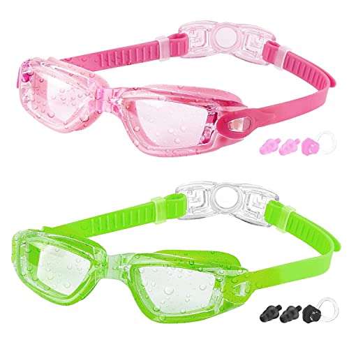 COOLOO Kids Swim Goggles, 2 Packs Swimming Goggles for Kids Girls Boys and Child