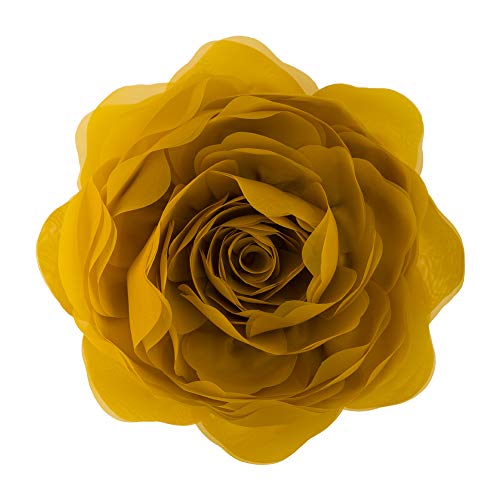 Image of JWH Stereo Flower Throw Pillow Covers Aesthetic Decorative Floral Accent Pillow Cases Round Cushion Handmade Pillowcase for Bedroom Bed Couch Living Room 12 Inch Mustard Brown