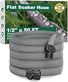Flat Soaker Hose 50 ft for Garden Beds, Linkable Drip Irrigation Hose, Double-Layer PVC, Leakproof & Kink-Resistant, Even Seepage Saves up to 80% Water