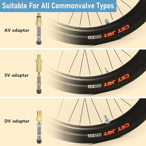Image of STHIRA 21 Pcs Bicycle Valve Adapter Kit with Storage Box Universal Tyre Valve Adaptors for All Types of Bikes, e-Bikes, and e-Scooters, Car, Sports Ball Needle & Air Pump Accessories for Bikes