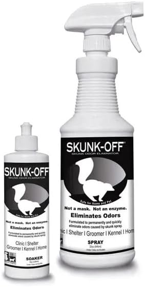 Skunk Off Shampoo and/or Odor Remover Gentle Safe Pet Formula Neutralize Odors Choose 8 oz, 32 oz, or Gallon (32 Oz Spray)