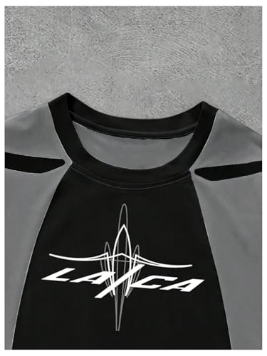 Image of GORGLITTER Men's Y2k Graphic Shirts Oversized Crewneck Short Sleeve Summer Vacation Cool Boxy Streetwear Tee Top