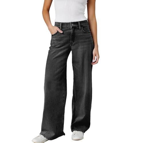 Pantalon décontracté en denim délavé avec finitions soignées pour femme