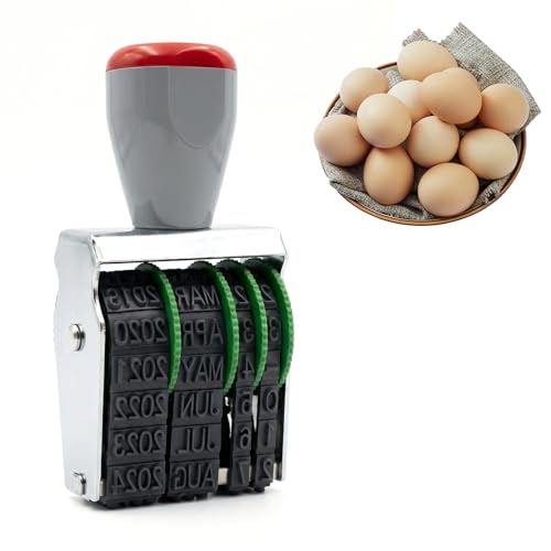 Eier-Datier-Set Mit Stempel Eierstempel Eierstempel Datum Für Eiermarkierung Deutsch Mit Monatsabkürzung 4mm Datums-Kautschukstempel Für Hühner Enten Gänse(Einschließlich Jahr Monat und Tag)