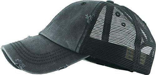 Image of Classic Plain Ponytail Messy High Bun Headwear Adjustable Cotton Trucker Mesh Glitter Hat Baseball Cap