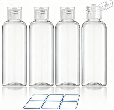 DTDNZKN 4 Pack 3.4 Oz (100ml) TSA Approved Travel Bottles for Toiletries, Leak Proof Plastic Travel Essentials Accessories