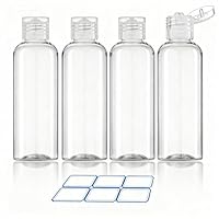 DTDNZKN 4 Pack 3.4 Oz (100ml) TSA Approved Travel Bottles for Toiletries, Leak Proof Plastic Travel Essentials Accessories
