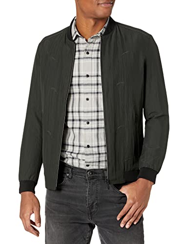 Ag Adriano Goldschmied Men's Arlo Bomber Jacket, True Black Camo, S #TOP29