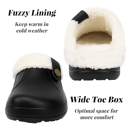 Image of ChayChax Women and Men Fur Lined Clogs Memory Foam Warm Fuzzy Slippers Winter Waterproof Indoor Outdoor Slipper