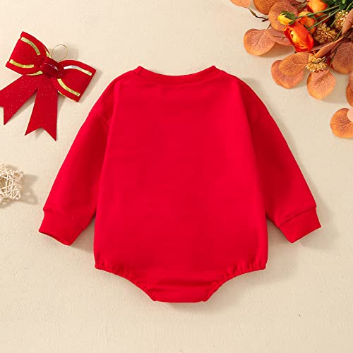 Lesimsam Baby Boy Girl Christmas Outfit Oversized Sweatshirt Romper Sweater Bubble Romper Bodysuit One Piece Outfit3
