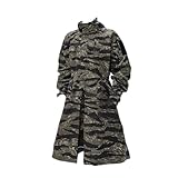 XURUYI TRN Industrial 2.0 Tactical Long Coat with Hood - Outdoor Loose A-Line Trench Coat Training Cloak with Hood(Tiger Stripe Camouflage/M)