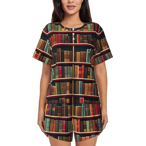 Pyjama deux pièces femme imprimé bibliothèque le cadeau idéal pour femme lectrice