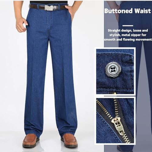 Dudlle Men's High Waist Straight Fit Stretch Jeans, Jett Jeans 3, Blue, Size 29-422