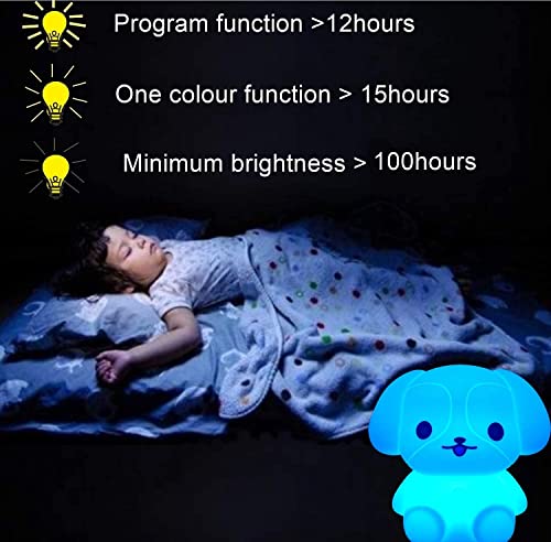 Image of Night Lights Dog Silicone Bedside lamp for Children, Baby Nursery Light Decorative Lamps Decompression Light - Break Resistant /Eye Caring /Adjustable Brightness & Color /Time Setting - Medium
