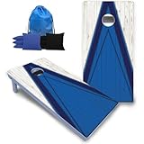 Cornhole Solutions All-Weather Cornhole Boards Set – Regulation 2x4 ft Boards with 8 Bags, UV Printed & UV Clear Coat, Reinforced Folding Legs, Premium Outdoor Game (Blue Apex)