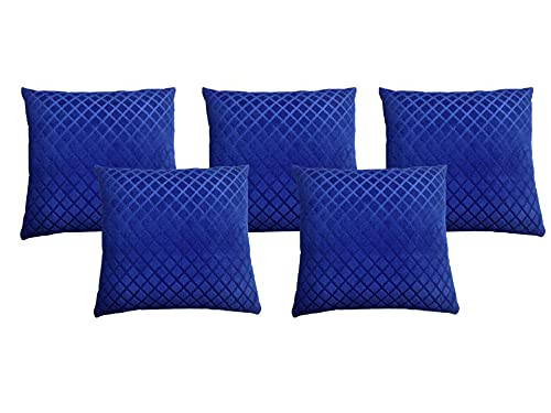 DEEPTI CHANDNA DESIGNS Diamond Designs Velvet Cushion Covers, 16 X 16 inch Set (12 x 12, Blue)