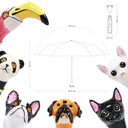 rainimals Handpainted Artisan Foldable Umbrella (Macaw/Black Premium Satin) by rainimals - Used condition - Image 7