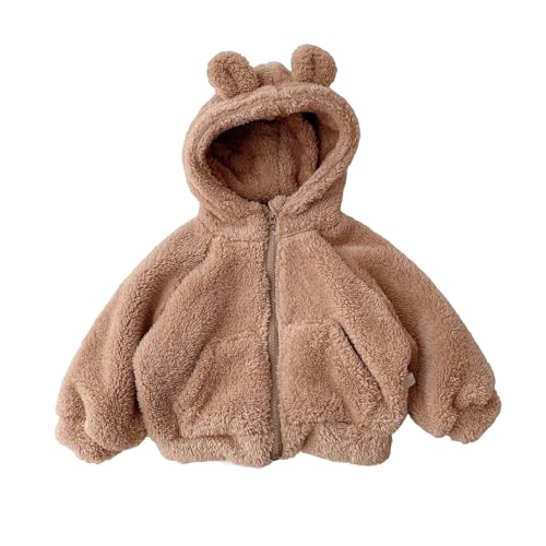 Fall Sweaters Toddler Plush Hooded Coat (3M-6Y) Soft Cozy Winter Jacket With Front Pockets Hoodie