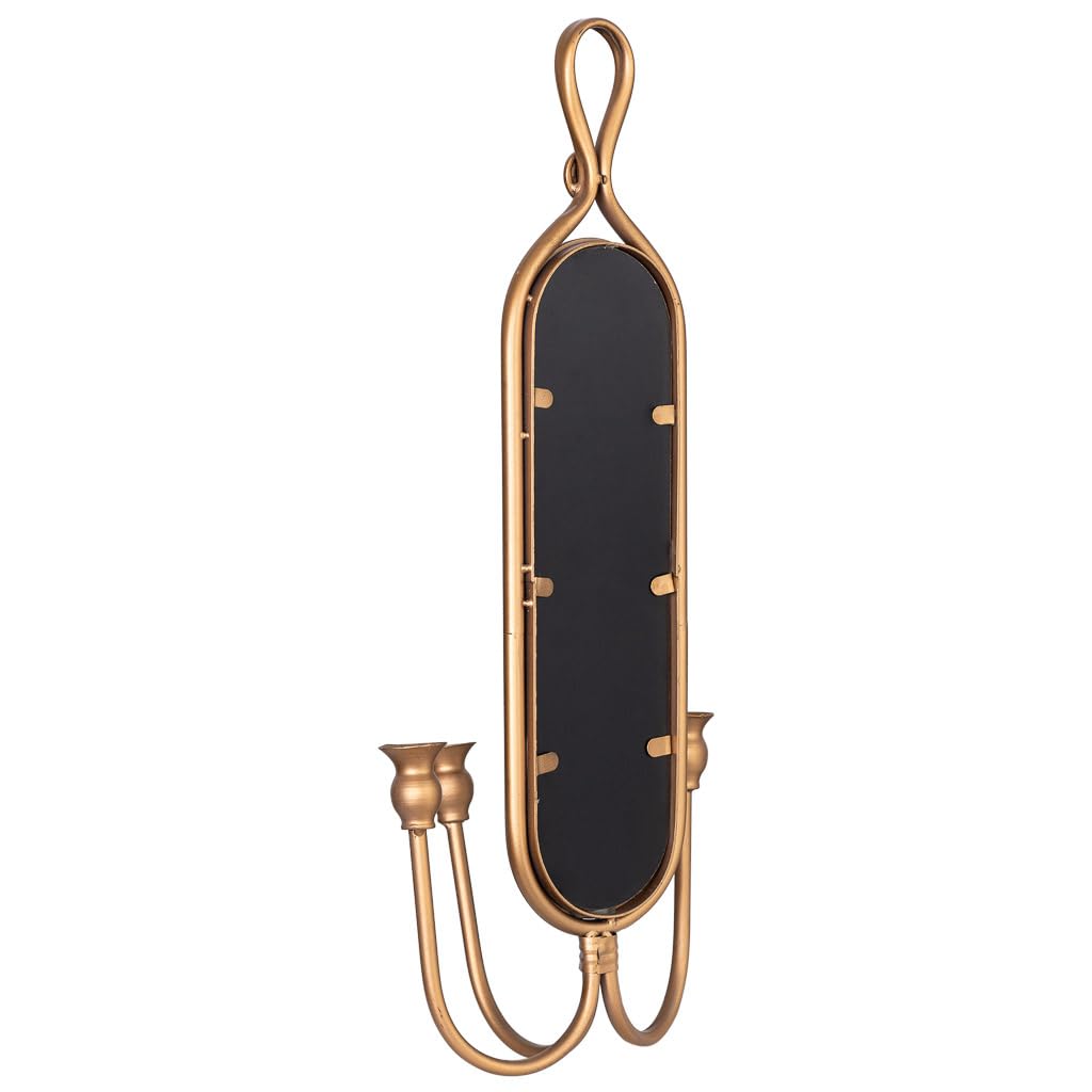 Candelabro de Pared de Metal Envejecido Dorado 26x13x62h cm