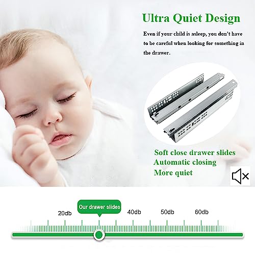 6 Pair 24 Inch (600mm) Soft Close Undermount Drawer Slides,100LB Load Capacity Full Extension Concealed Bottom Mount Drawer Glides Rails with 3D Locking Device by Tobinice - Image 2