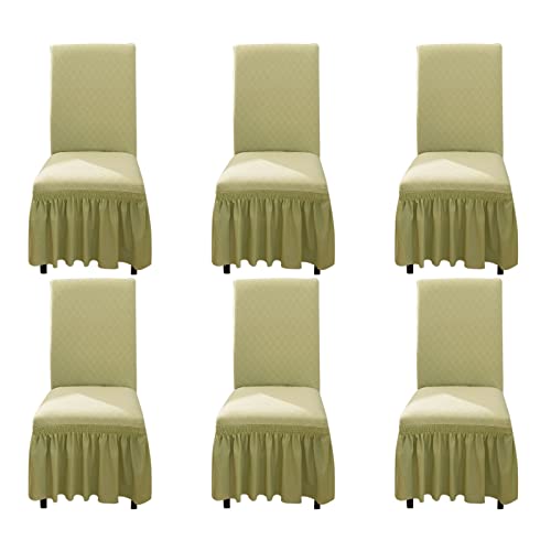 Housse de chaises pour masquer l'usure : lot de 6 vert clair motif losange extensible - 2