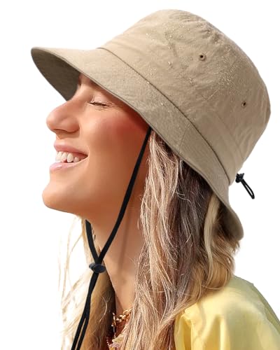 Image of Water-Resistant Bucket Hat for Women Men Rain Hat UPF 50+ Boonie Sun Hat Foldable Summer Floppy Fishing Safari Hats