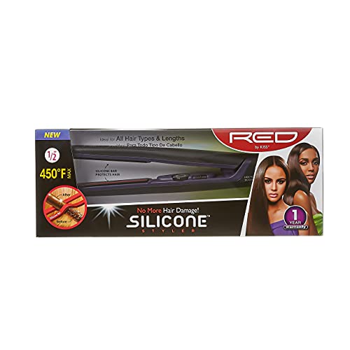 Kiss Products Red Silicone Flat Iron, 0.5 Inch, 1 Pound