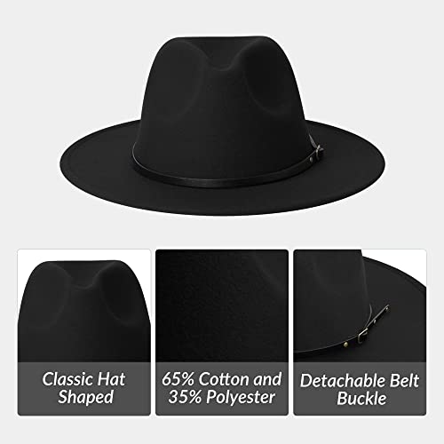 Jingsha Women & Men Two Tone Wide Brim Fedora Hats Felt Panama Hats Men's Dress Hats With Belt Buckle #TOP2