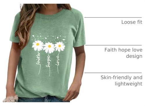 EADINVE Womens Daisy Print T Shirts Summer Crew Neck Short Sleeve Tees 2026 by EADINVE - Used condition - US$13.62