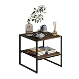 MUBSON Buro para Sala o Recamara con Doble Repisa. Mesa Auxiliar Cuadrada Vesta para Sala con Superficie de 50x50 cm de...