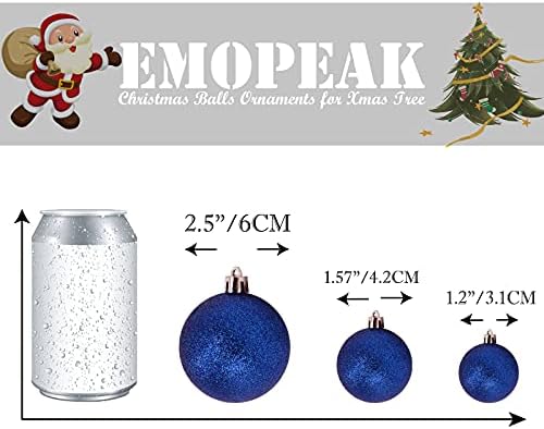 Emopeak 24Pcs Christmas Balls Ornaments for Xmas Christmas Tree - Shatterproof Christmas Tree Decorations Large Hanging Ball for Holiday Wedding Party Decoration (Navy Blue, 1.2"-3.1CM)