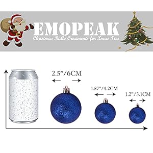 Emopeak 24Pcs Christmas Balls Ornaments for Xmas Christmas Tree - Mini Shatterproof Christmas Tree Decorations Hanging Ball for Holiday Wedding Party Decoration, Royal Blue Emopeak 24Pcs Christmas Balls Ornaments for Xmas Christmas Tree Mini Shatterproof Christmas Tree Decorations Hanging Ball for Holiday Wedding Party Decoration Royal Blue