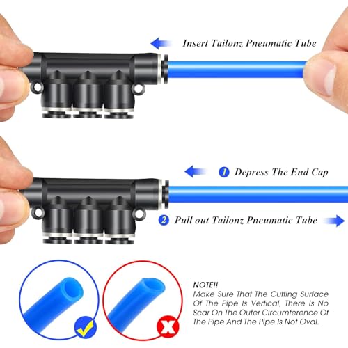 TAILONZ PNEUMATIC 4MM OD 5 Pcs Straight Push Connectors Plastic Quick Release Connectors Air Line Fittings PK-4 (5 Way) - Image 4