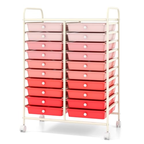 COSTWAY 20-Drawer Rolling Storage Cart, Utility Storage Organizer Cart