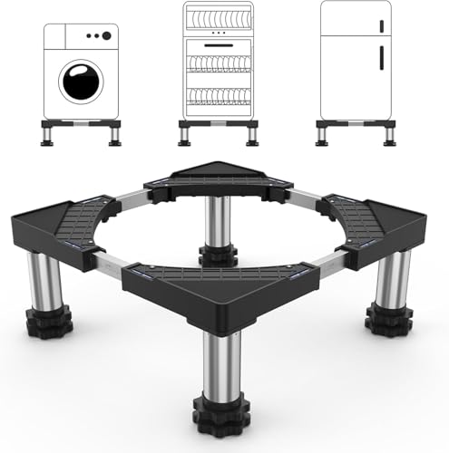 DEWEL Waschmaschinen Untergestell Bärenlast 250KG Waschmaschine Sockel für Waschmaschinen Trockner Kühlschrank,Untergestelle für Waschmaschinen Breite 44,8–65 cm, Höhe 13–17 cm
