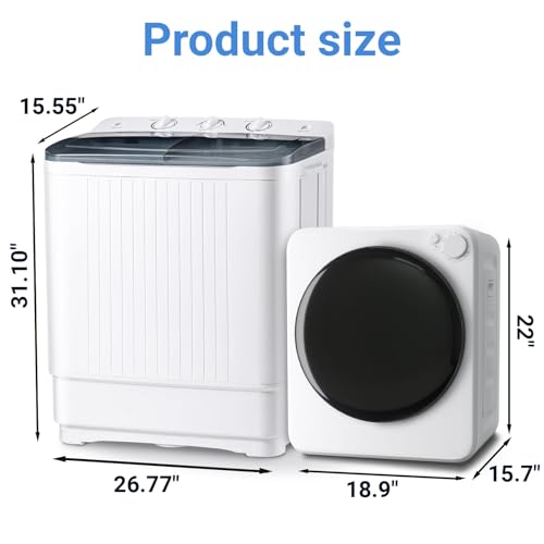 Image of DOGHLY Portable Washer and Dryer Combo Set, 1.8 Cu.Ft Portable Clothes Dryers,32lbs Twin Tub Washing Machine, Compact Washer and Dryer for Apartment, RV, Dorm