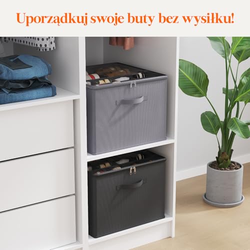 Lifewit Organizer na Buty do Szafy, Mieści od 3 do 16 Par, Duże Pudełko na Buty z Przezroczystą Pokrywą i Wzmocnionymi Uchwytami, Składane Pojemniki na Buty, Szpilki