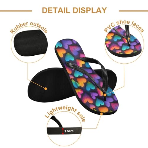 Flip Flop Sandals Watercolor Hearts Print for Women Men Beach Outdoor XS3