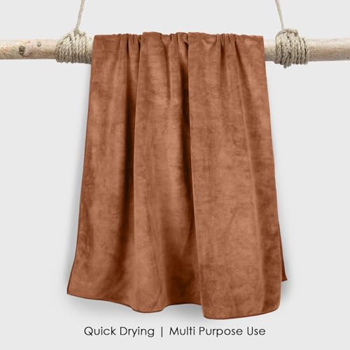Image of HOUSSE Premium Microfiber Bath Towel - Extra Large 75x150cm Quick Dry Towels for Women Men & Kids | Super Soft Plush 550 GSM | Ultra Absorbent for Home Swimming Sports & Travel | Caramel Cafe