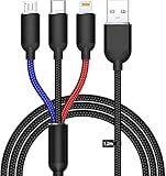【Carga Rápida】Carga rápida 3A, este cable de carga múltiple acelera la velocidad de carga al proporcionar una potencia de carga segura de 5V/3A, [25% más rápido] en comparación con otros cables que proporcionan una salida de 5V/2.4A.