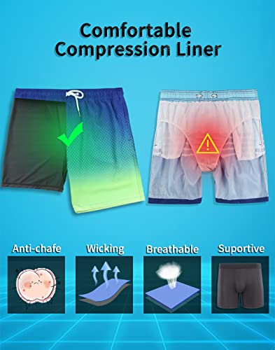 LUCOWEE Mens Swim Trunks Comfortable Compression Liner Swim Shorts Zipper Pockets Quick Dry 7" Inseam Bathing Suit Swimsuits2